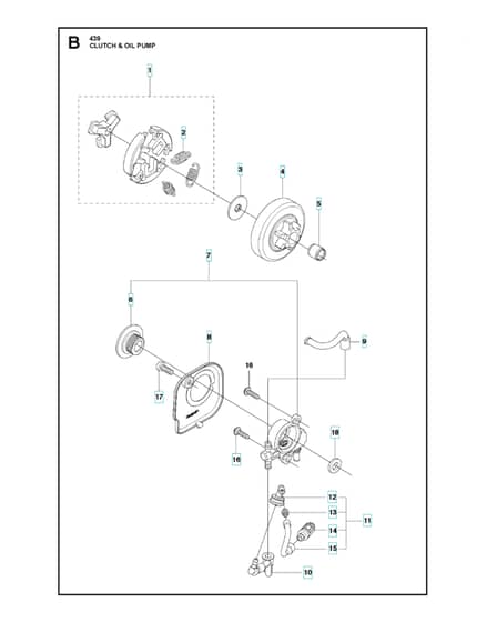 Husqvarna 439 - Clutch & Oil Pump