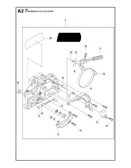 Husqvarna 445 - Chain Brake & Clutch Cover