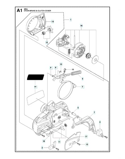 Husqvarna 445E - Chain Brake & Clutch Cover