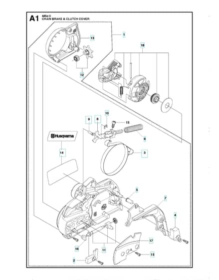 Husqvarna 445II - Chain Brake & Clutch Cover
