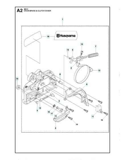 Husqvarna 450EII - Chain Brake & Clutch Cover 2