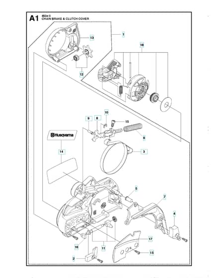Husqvarna 450II - Chain Brake & Clutch Cover