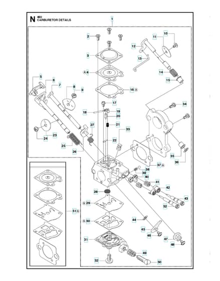 Husqvarna 460RANCHER - Carburetor Details