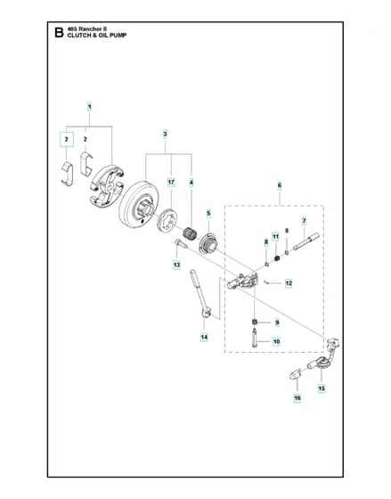 Husqvarna 465RANCHERII - Clutch & Oil Pump