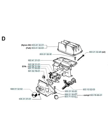 Husqvarna 49 - 2001-Current - Carburetor & Air Filter