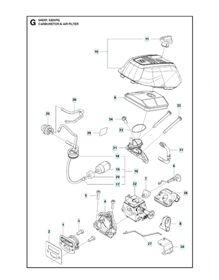 Husqvarna 543XP - Carburetor & Air Filter