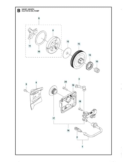 Husqvarna 543XP - Clutch & Oil Pump
