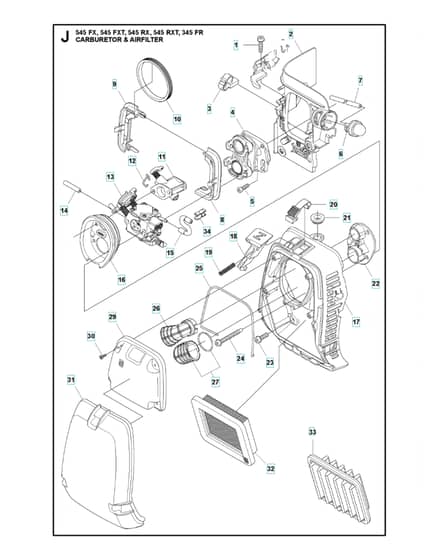 Husqvarna 545RXT - Carburetor & Air Filter