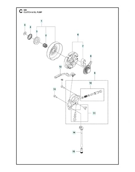 Husqvarna 585 - Clutch & Oil Pump