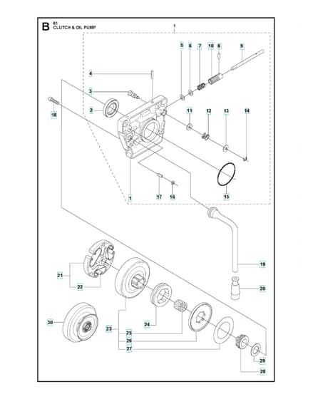 Husqvarna 61 - Clutch & Oil Pump