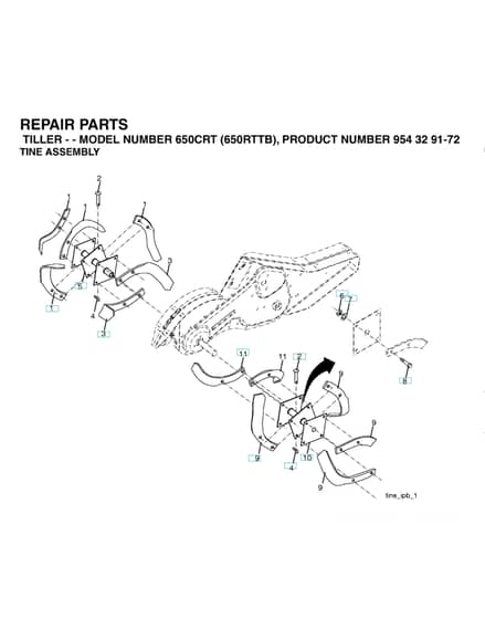 Husqvarna 650CRT - 2003-8 - Tine Assembly