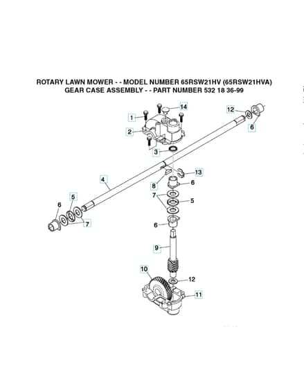 Husqvarna 65RSW21HVA - Gear Box