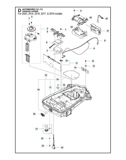Husqvarna Automower 310 - Chassis Lower 2016