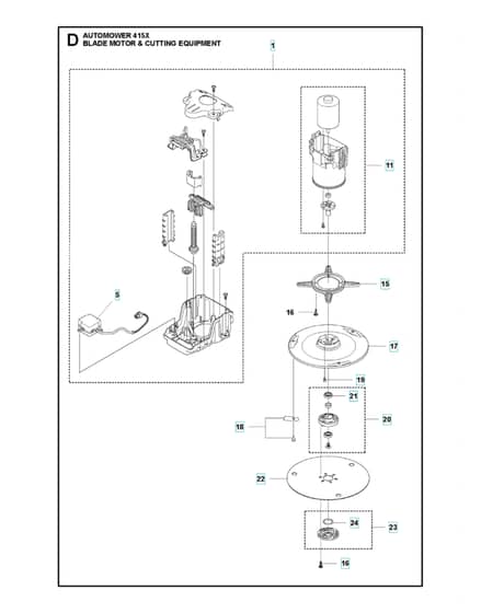 Husqvarna Automower 415X - Blade Motor & Cutting Equipment