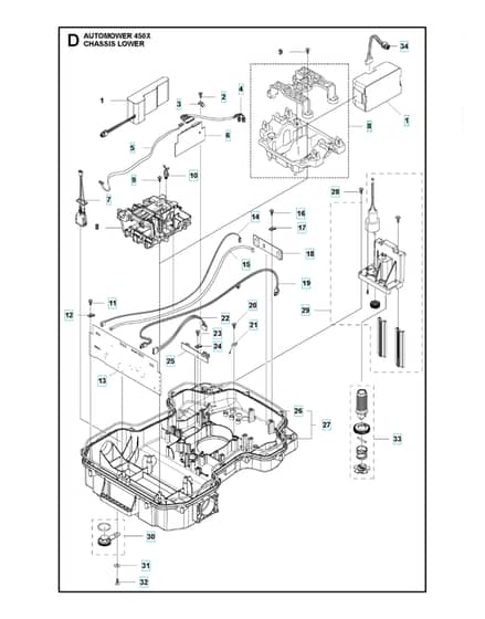 Husqvarna Automower 450X - Chassis Lower