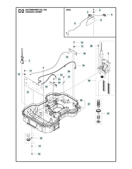 Husqvarna Automower 520 - Chassis Lower
