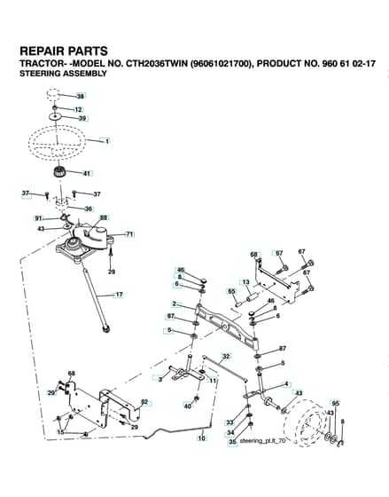 Husqvarna Cth2036 Twin - Steering