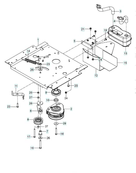 Husqvarna Ez 4824 Ca - Engine Mounting With Guards & Muffler