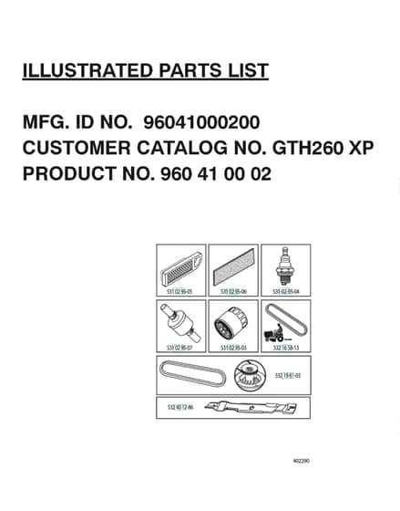 Husqvarna Gth260 Xp - Frequently Used Parts