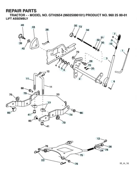 Husqvarna Gth2654 - Mower Lift & Deck Lift