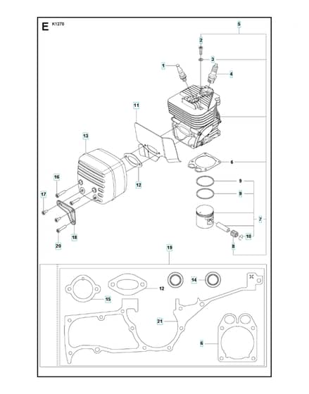 Husqvarna K1270RAIL - Cylinder, Piston & Muffler