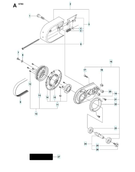 Husqvarna K760 - Belt Guard & Pulley