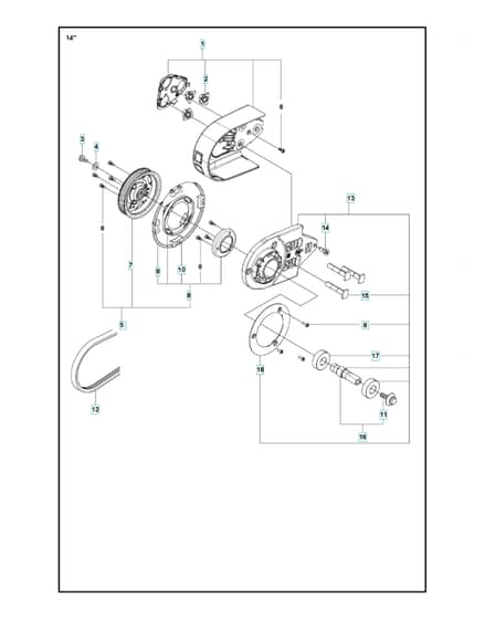 Husqvarna K970 - Belt Guard & Pulley