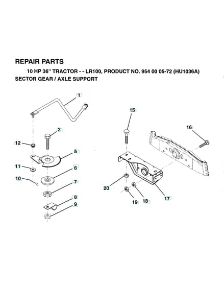 Husqvarna Lr100 - Sector Gear And Axle Support