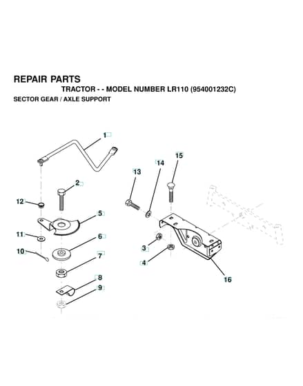 Husqvarna Lr110 - Sector Gear & Axle Support