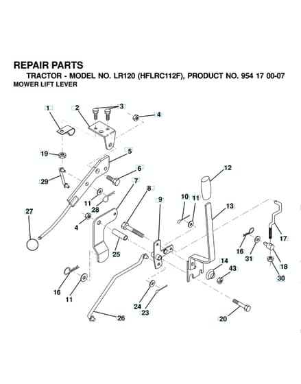 Husqvarna Lr120 B - Mower Lift Lever