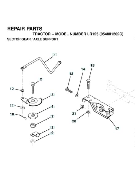 Husqvarna Lr125 - Sector Gear & Axle Support