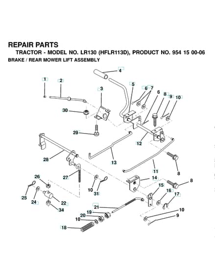 Husqvarna Lr130 - Brake & Rear Mower Lift