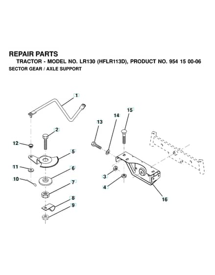 Husqvarna Lr130 - Sector Gear & Axle Support