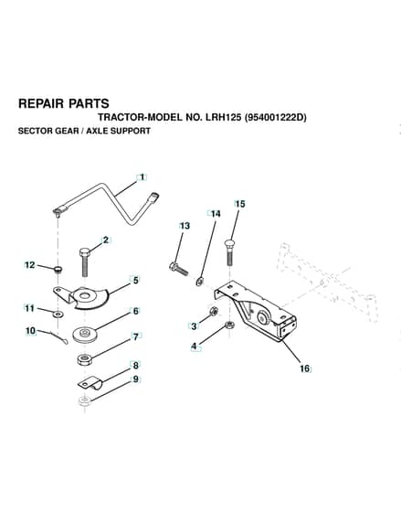 Husqvarna Lrh125 - Sector Gear & Axle Support
