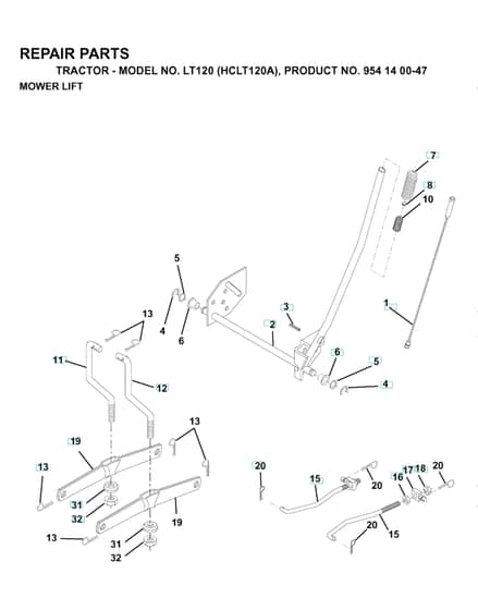 Husqvarna Lt120 - Mower Lift & Deck Lift