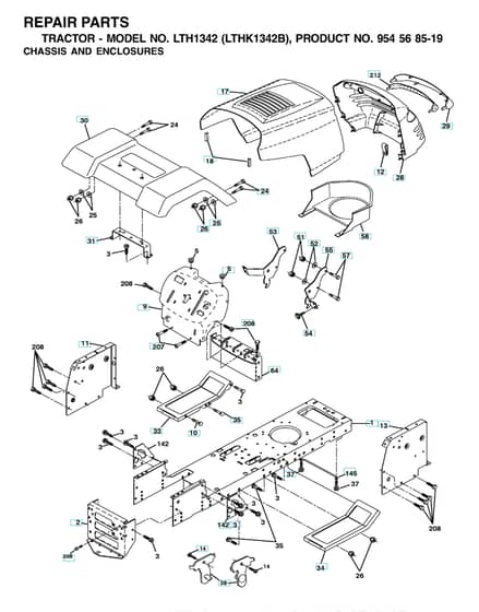 Husqvarna Lth1342 - Chassis & Enclosures