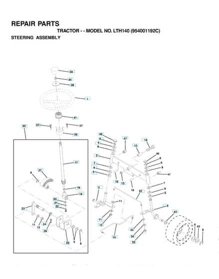 Husqvarna Lth140 - Steering
