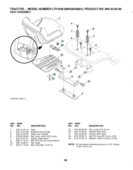 Husqvarna Lth1538 - Seat