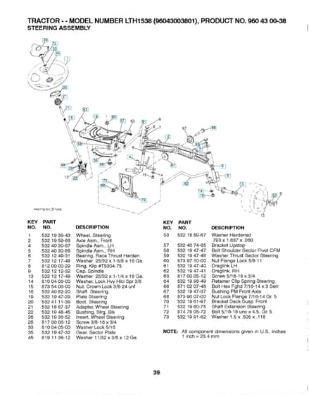Husqvarna Lth1538 - Steering