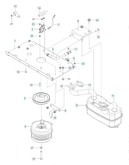 Husqvarna M-Zt61 - Engine Mounting With Guards & Muffler