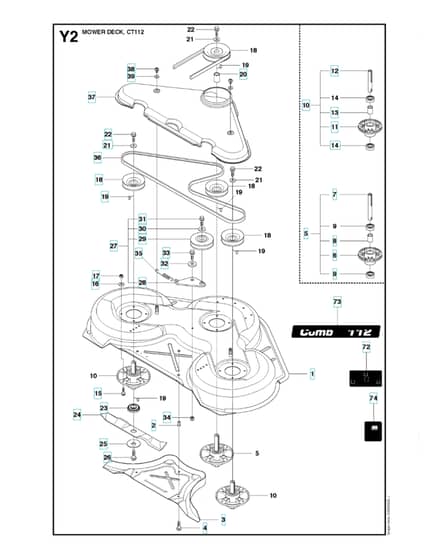 Husqvarna PR 17 AWD - 44" 112cm Cutting Deck 3