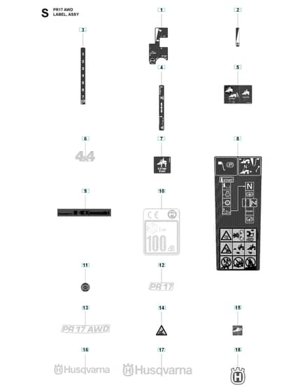 Husqvarna PR 17 AWD - Label Assy