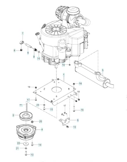 Husqvarna Pz6029 Pfx - Engine Mounting With Guards & Muffler