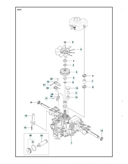 Husqvarna R322 TX AWD - Transmission