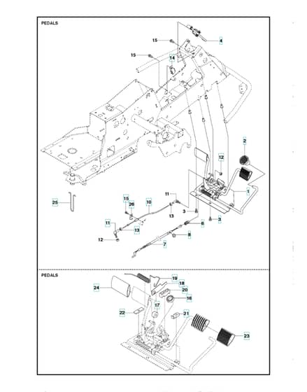 Husqvarna R 214T AWD - Pedals