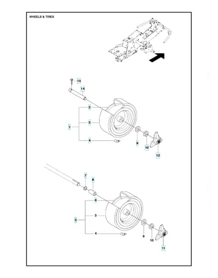 Husqvarna R 214TC - Wheels & Tyres