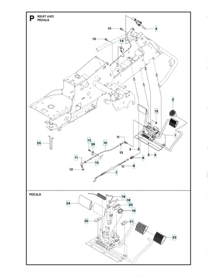Husqvarna R 316T AWD - Pedals