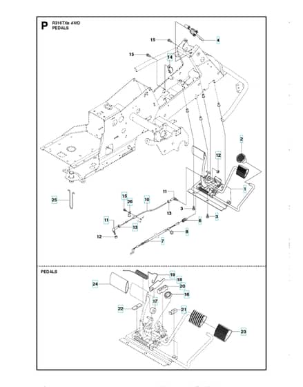 Husqvarna R 316TXS AWD - Pedals