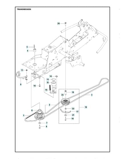 Husqvarna R 322T AWD - Chassis Engine & Pulleys