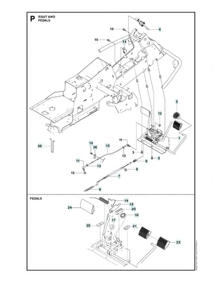Husqvarna R 322T AWD - Pedals